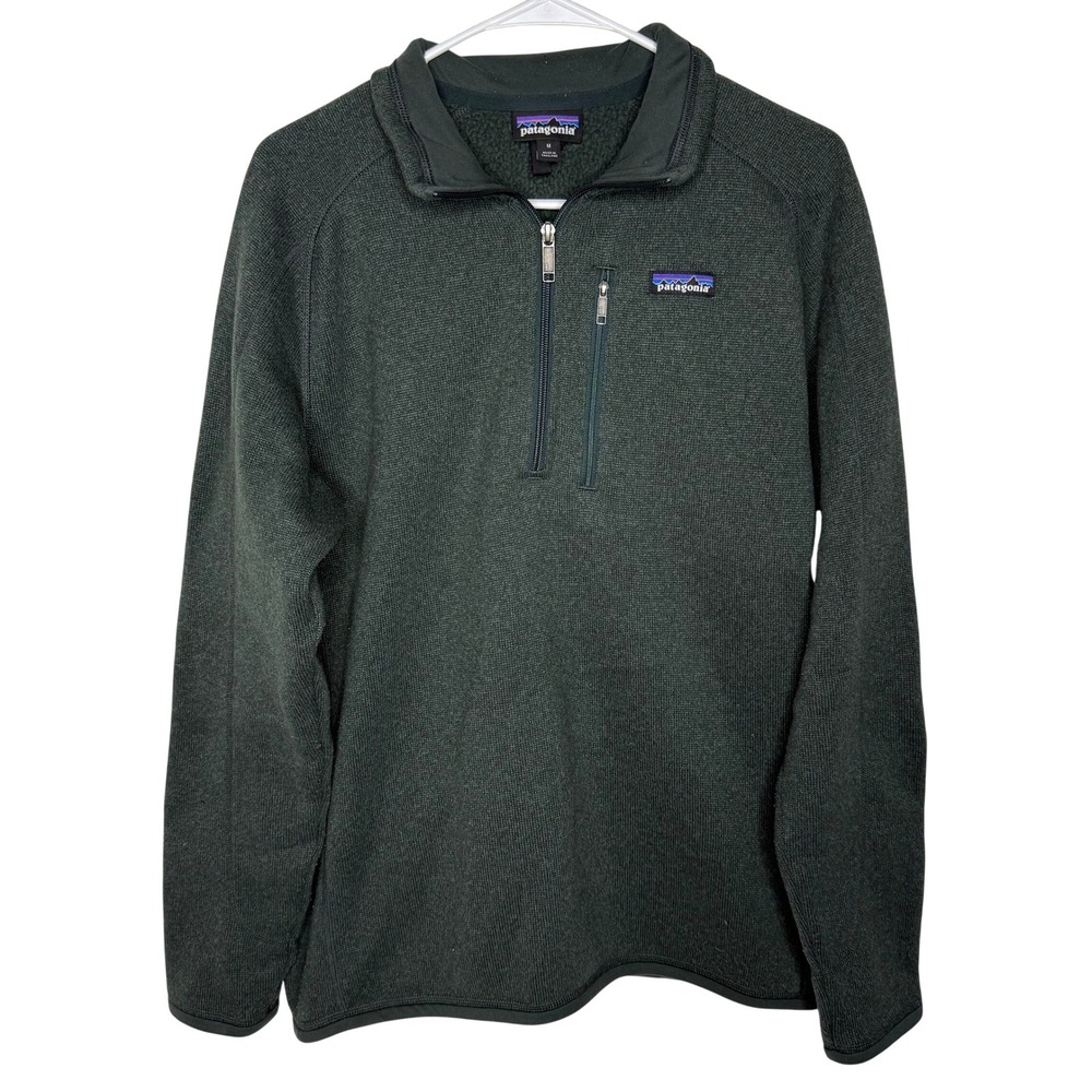 Patagonia Better Sweater Mens Medium Dark Green 1/4 Zip Fleece Pullover 25522‎